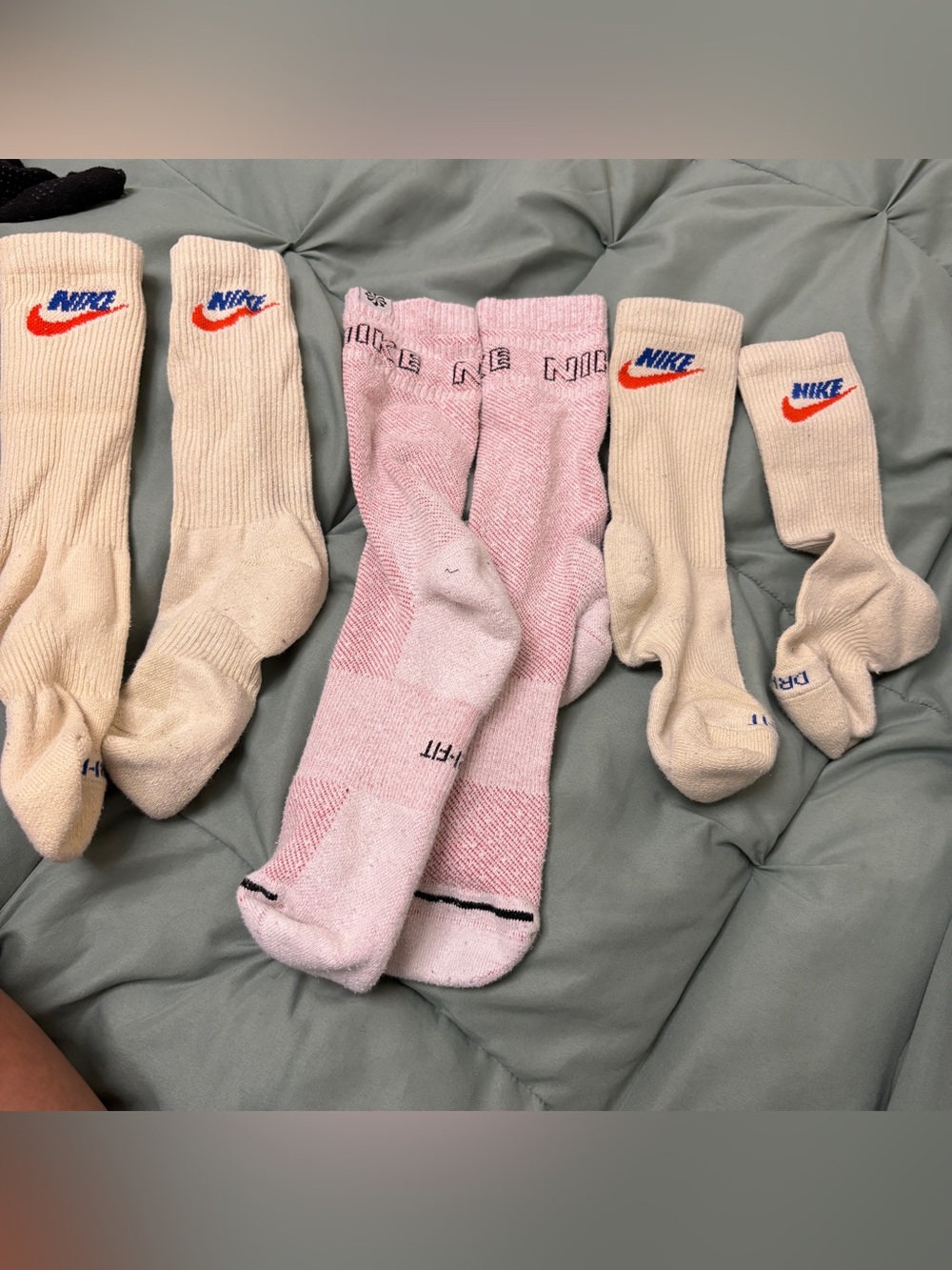 Nike Men’s Crew & Athletic Socks in Pink and Cream with Orange Swoosh 3 pairs